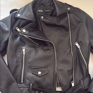 Zara Women's Black Leather Jacket